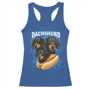Dog Meme Racerback Tank Top Funny Dachshund Dog In A Hot Dog Costume TS12 Royal Blue Print Your Wear