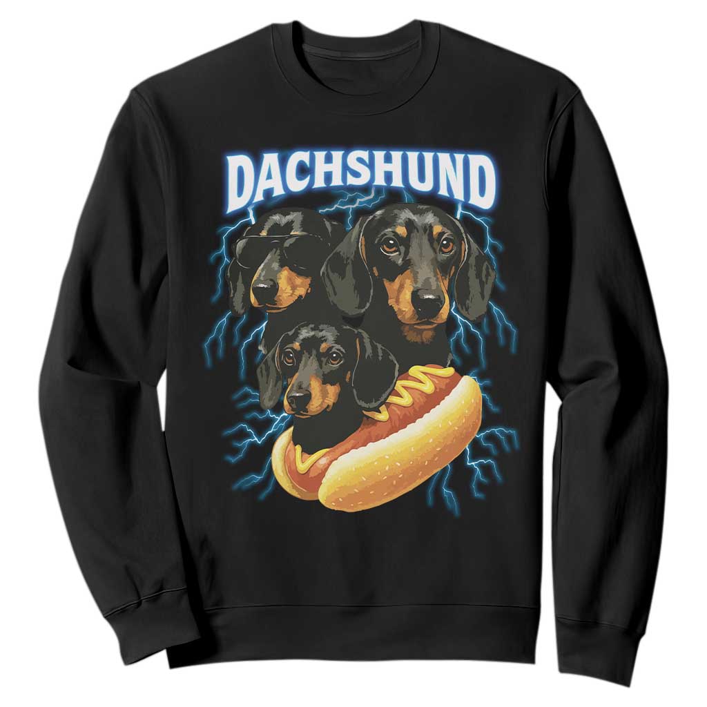 Dog Meme Sweatshirt Funny Dachshund Dog In A Hot Dog Costume TS12 Black Print Your Wear