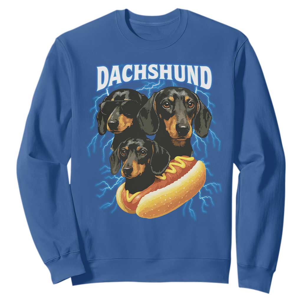 Dog Meme Sweatshirt Funny Dachshund Dog In A Hot Dog Costume TS12 Royal Blue Print Your Wear
