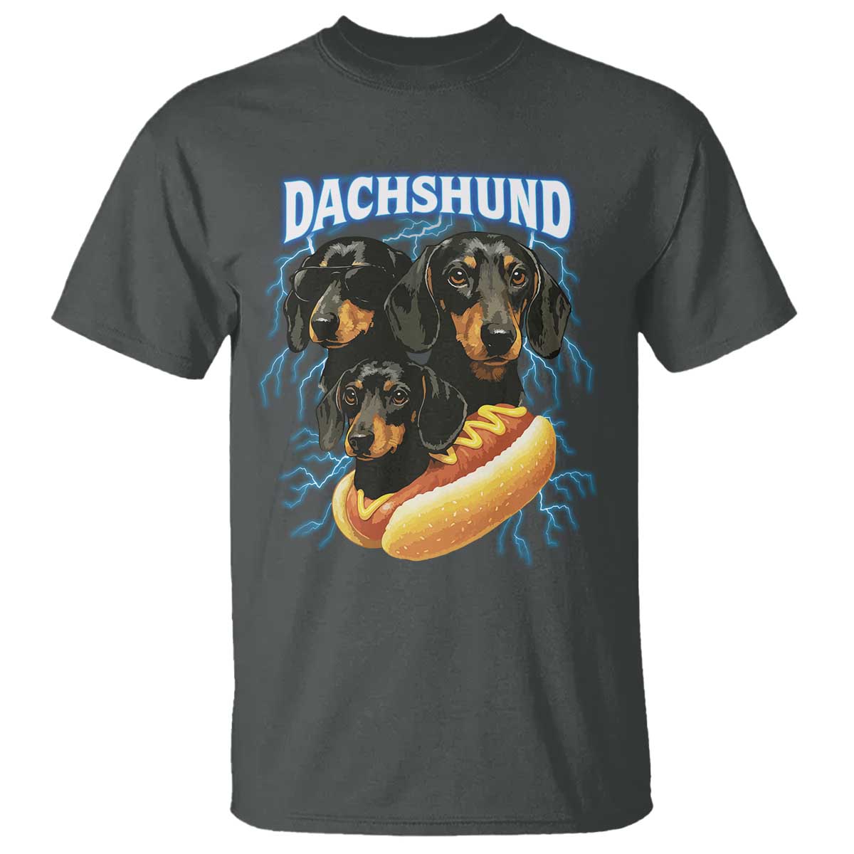 Dog Meme T Shirt Funny Dachshund Dog In A Hot Dog Costume TS12 Dark Heather Print Your Wear