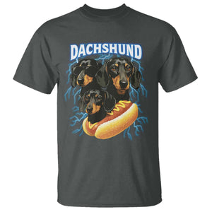 Dog Meme T Shirt Funny Dachshund Dog In A Hot Dog Costume TS12 Dark Heather Print Your Wear