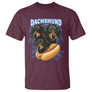 Dog Meme T Shirt Funny Dachshund Dog In A Hot Dog Costume TS12 Maroon Print Your Wear