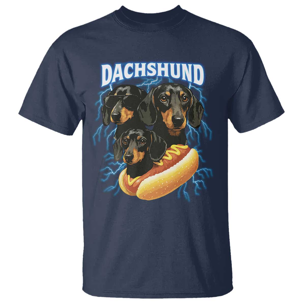 Dog Meme T Shirt Funny Dachshund Dog In A Hot Dog Costume TS12 Navy Print Your Wear