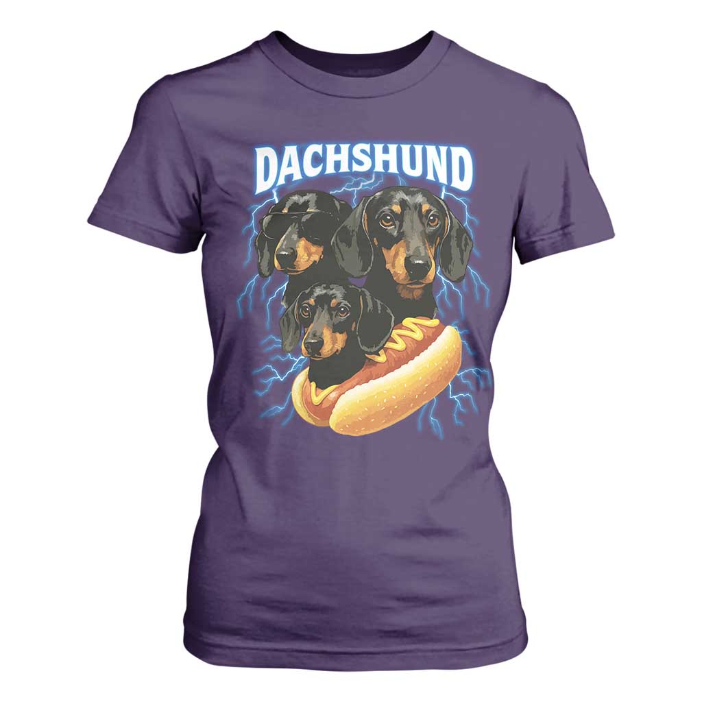 Dog Meme T Shirt For Women Funny Dachshund Dog In A Hot Dog Costume TS12 Purple Print Your Wear