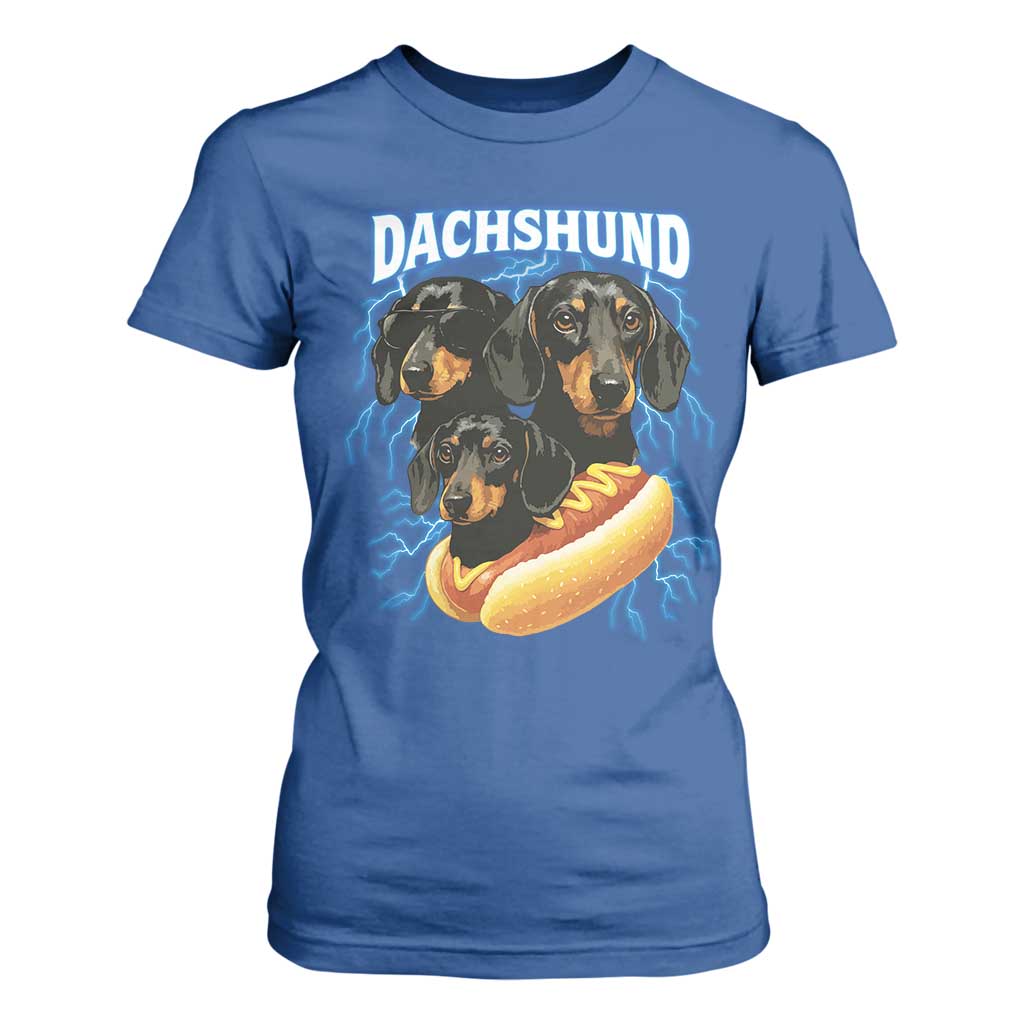 Dog Meme T Shirt For Women Funny Dachshund Dog In A Hot Dog Costume TS12 Royal Blue Print Your Wear