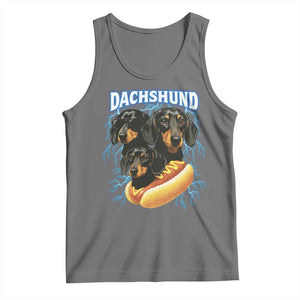 Dog Meme Tank Top Funny Dachshund Dog In A Hot Dog Costume TS12 Black Heather Print Your Wear
