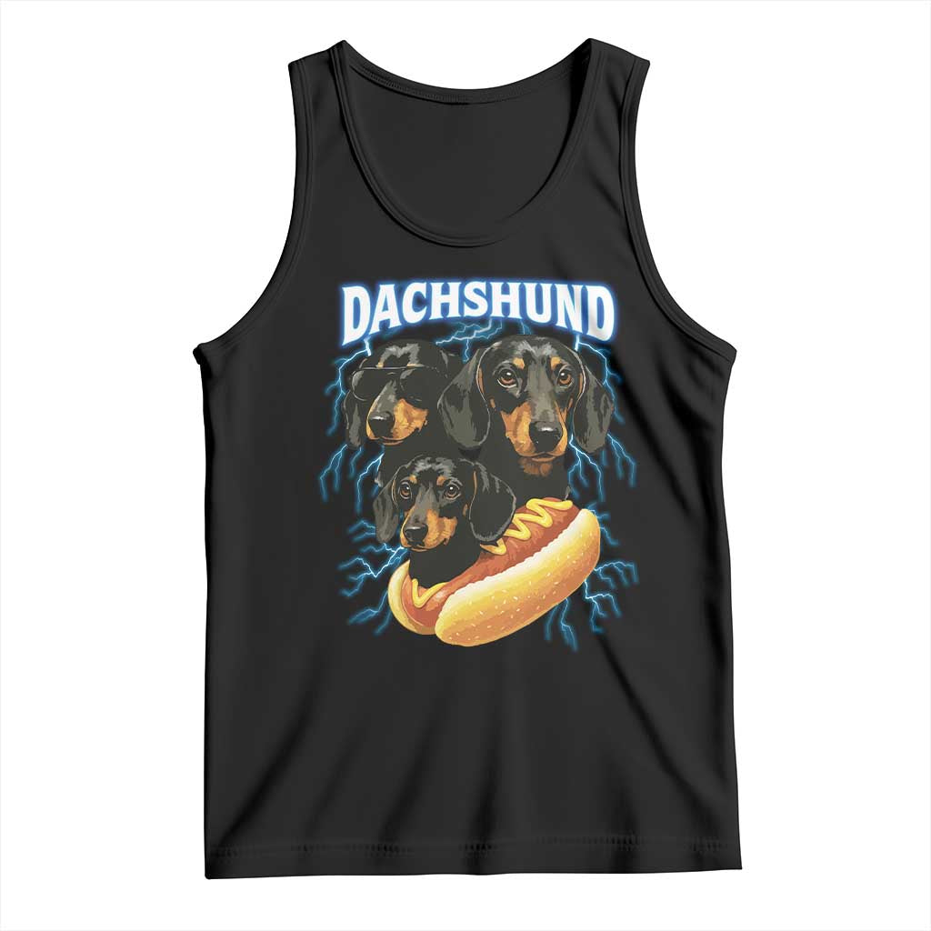 Dog Meme Tank Top Funny Dachshund Dog In A Hot Dog Costume TS12 Black Print Your Wear