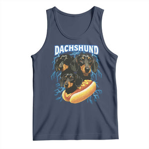 Dog Meme Tank Top Funny Dachshund Dog In A Hot Dog Costume TS12 Navy Print Your Wear