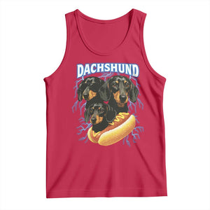 Dog Meme Tank Top Funny Dachshund Dog In A Hot Dog Costume TS12 Red Print Your Wear