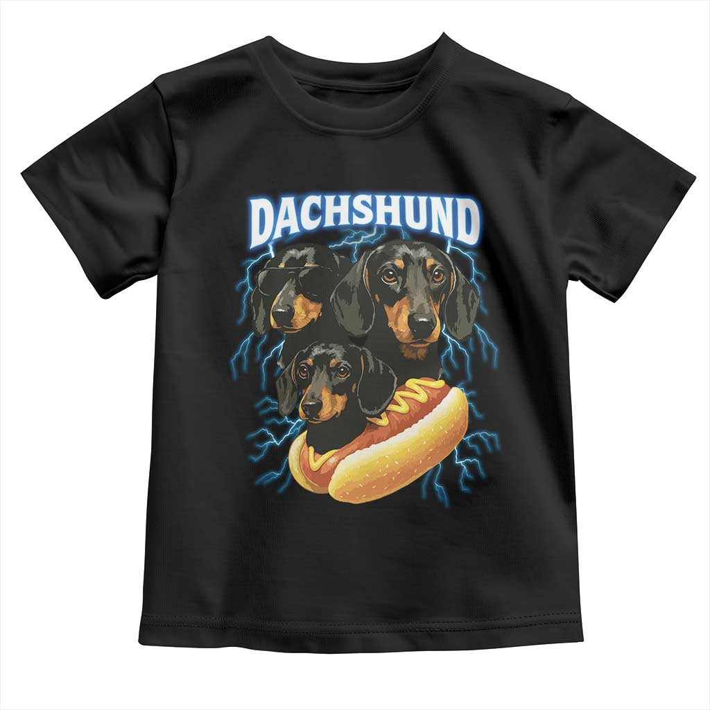 Dog Meme Toddler T Shirt Funny Dachshund Dog In A Hot Dog Costume TS12 Black Print Your Wear
