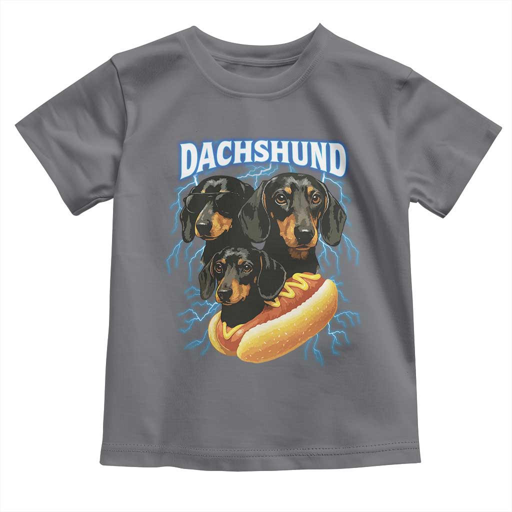 Dog Meme Toddler T Shirt Funny Dachshund Dog In A Hot Dog Costume TS12 Charcoal Print Your Wear