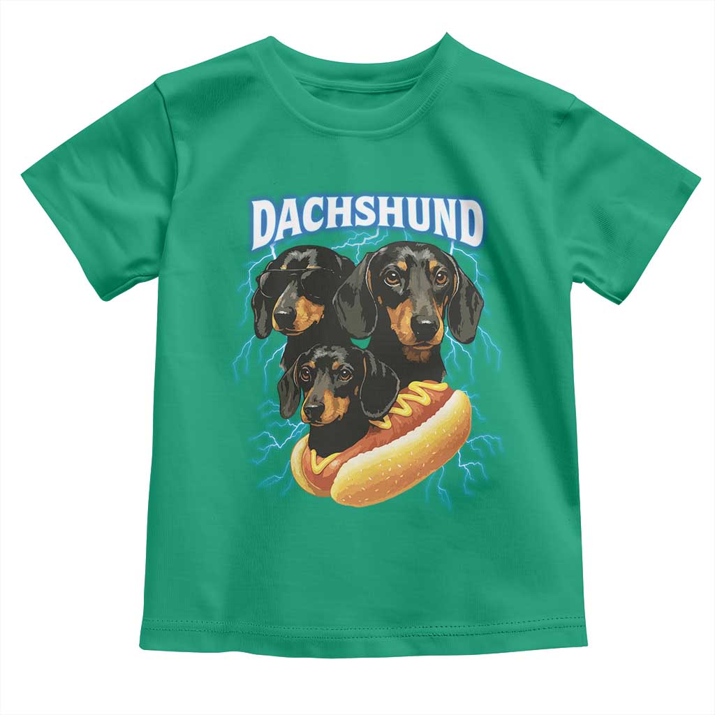 Dog Meme Toddler T Shirt Funny Dachshund Dog In A Hot Dog Costume TS12 Irish Green Print Your Wear