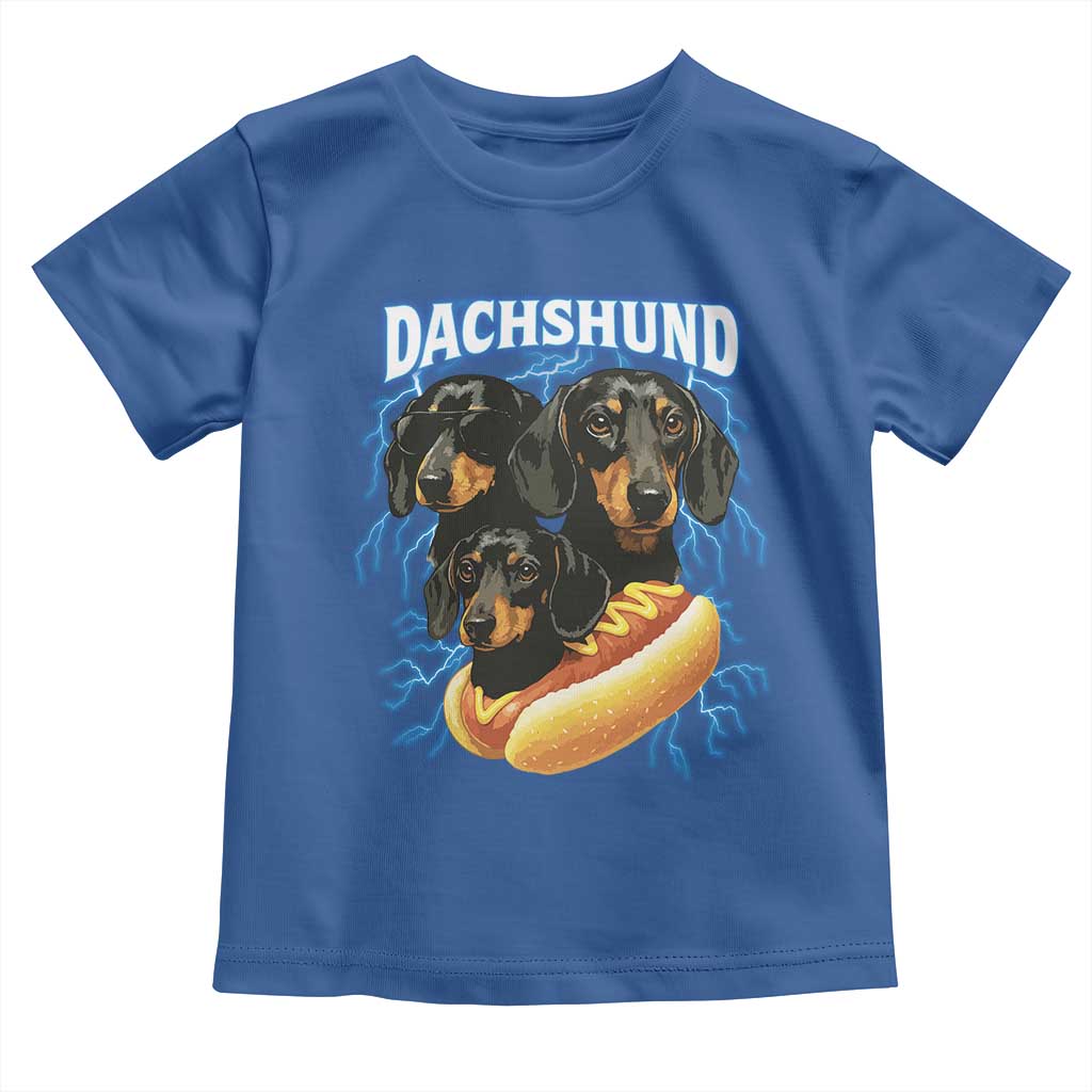 Dog Meme Toddler T Shirt Funny Dachshund Dog In A Hot Dog Costume TS12 Royal Blue Print Your Wear