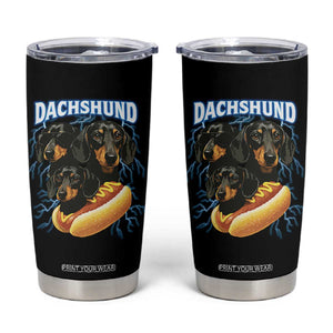 Dog Meme Tumbler Cup Funny Dachshund Dog In A Hot Dog Costume TS12 Black Print Your Wear