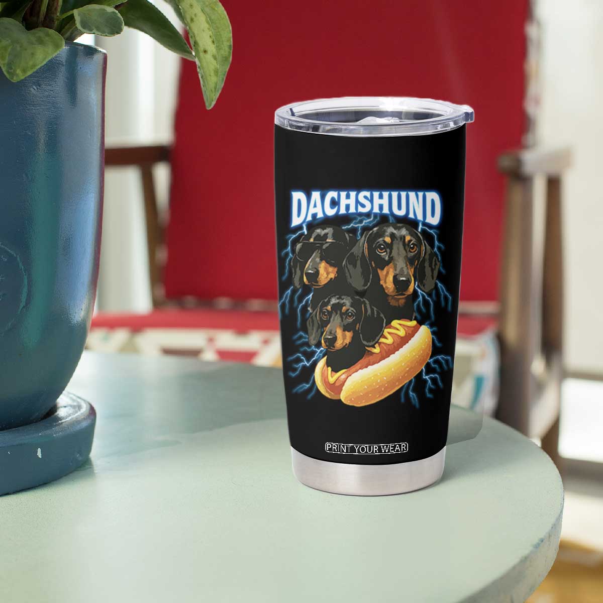 Dog Meme Tumbler Cup Funny Dachshund Dog In A Hot Dog Costume TS12 Print Your Wear