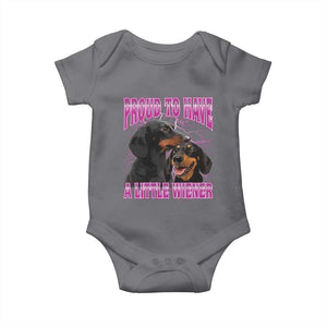 Funny Dachshund Dog Meme Baby Onesie Proud To Have A Little Wiener TS12 Charcoal Print Your Wear