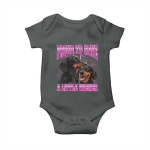 Funny Dachshund Dog Meme Baby Onesie Proud To Have A Little Wiener TS12 Dark Heather Print Your Wear