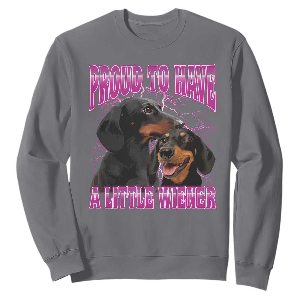 Funny Dachshund Dog Meme Sweatshirt Proud To Have A Little Wiener TS12 Charcoal Print Your Wear