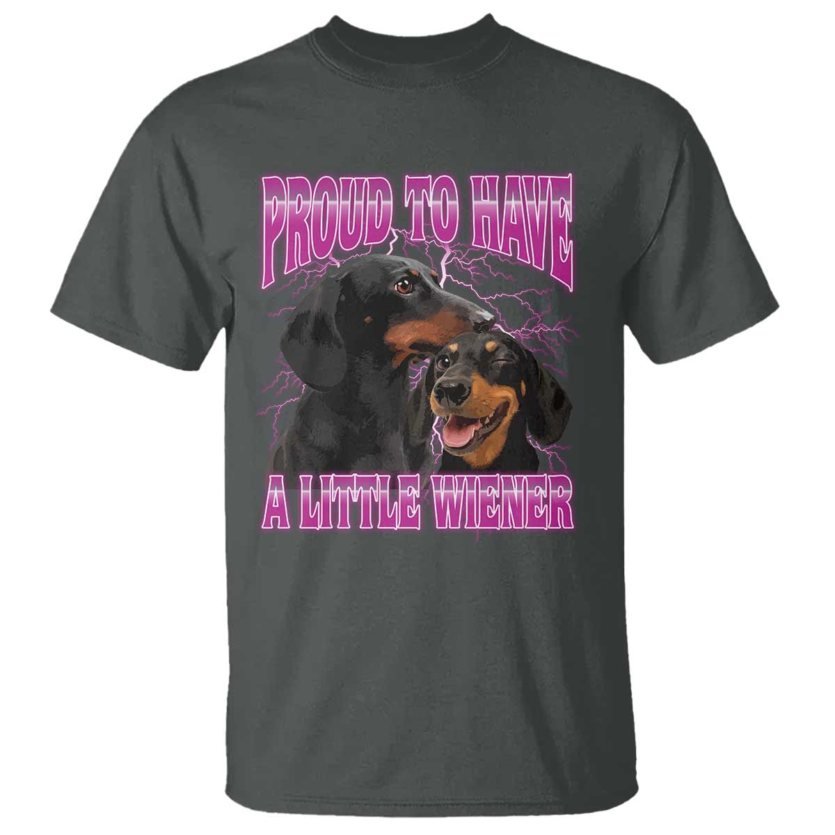 Funny Dachshund Dog Meme T Shirt Proud To Have A Little Wiener TS12 Dark Heather Print Your Wear