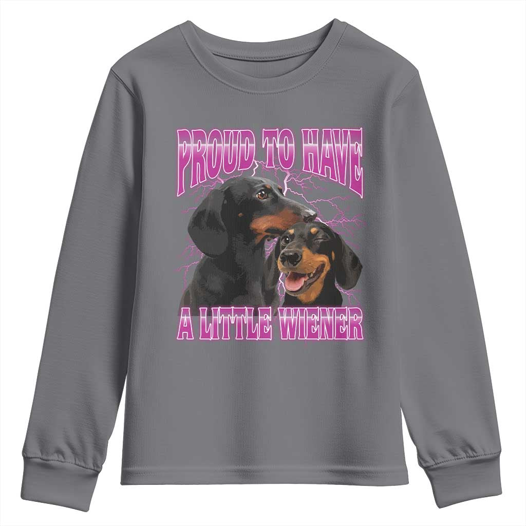 Funny Dachshund Dog Meme Youth Sweatshirt Proud To Have A Little Wiener TS12 Charcoal Print Your Wear