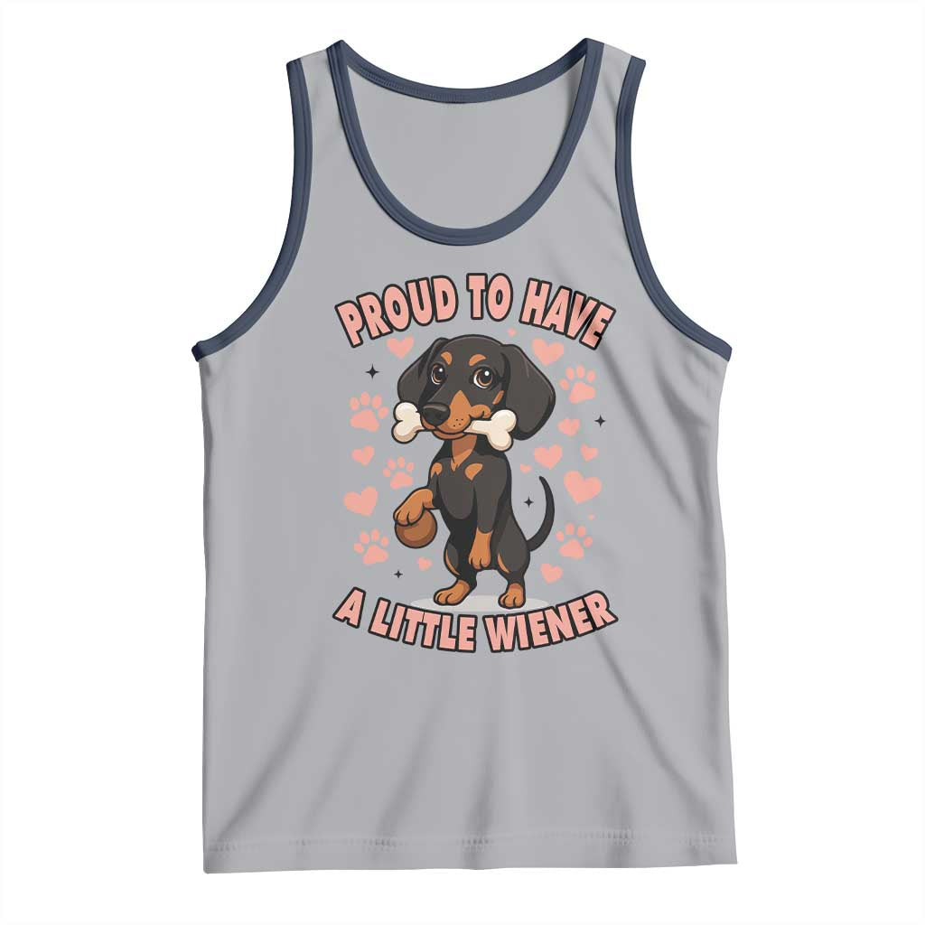 Dachshund Dog Lover Tank Top Proud To Have A Little Wiener TS12 Athletic Heather Navy Print Your Wear