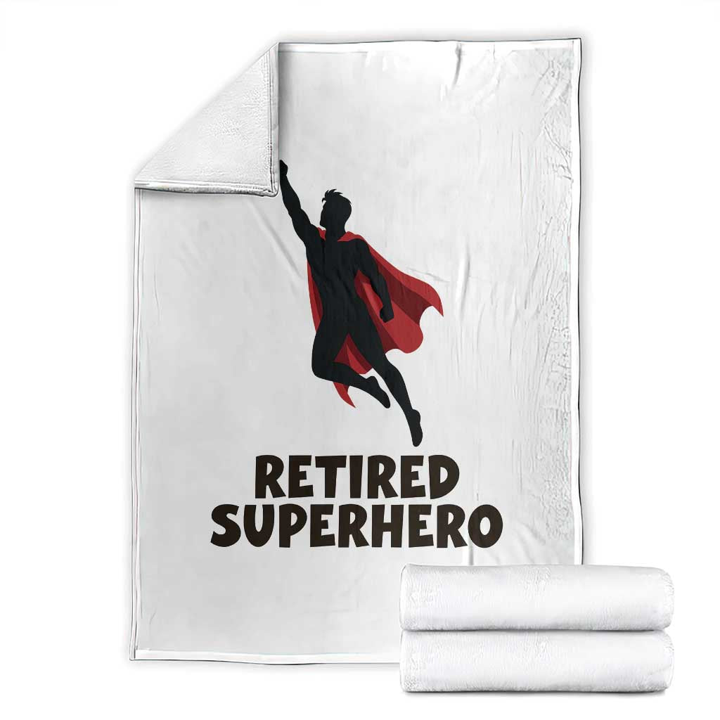 Retired Superhero Retirement Gift Throw Blanket Flying Red Cape Silhouette Graphic