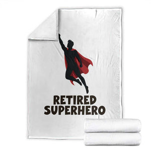 Retired Superhero Retirement Gift Throw Blanket Flying Red Cape Silhouette Graphic