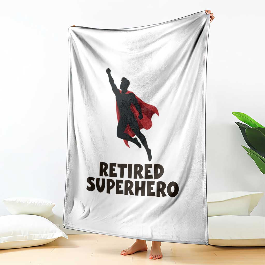 Retired Superhero Retirement Gift Throw Blanket Flying Red Cape Silhouette Graphic