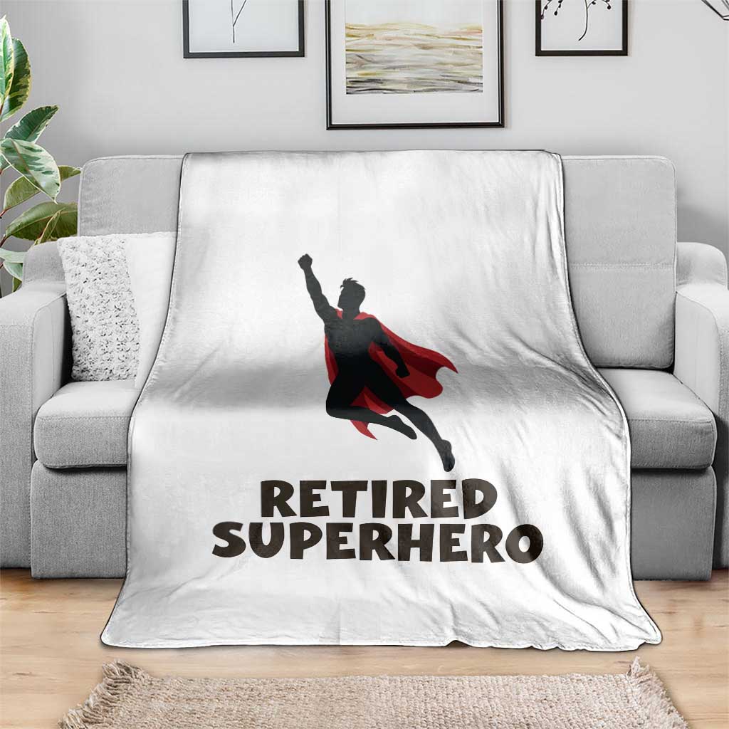 Retired Superhero Retirement Gift Throw Blanket Flying Red Cape Silhouette Graphic