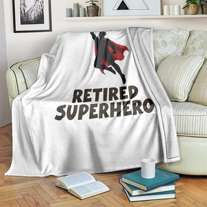 Retired Superhero Retirement Gift Throw Blanket Flying Red Cape Silhouette Graphic