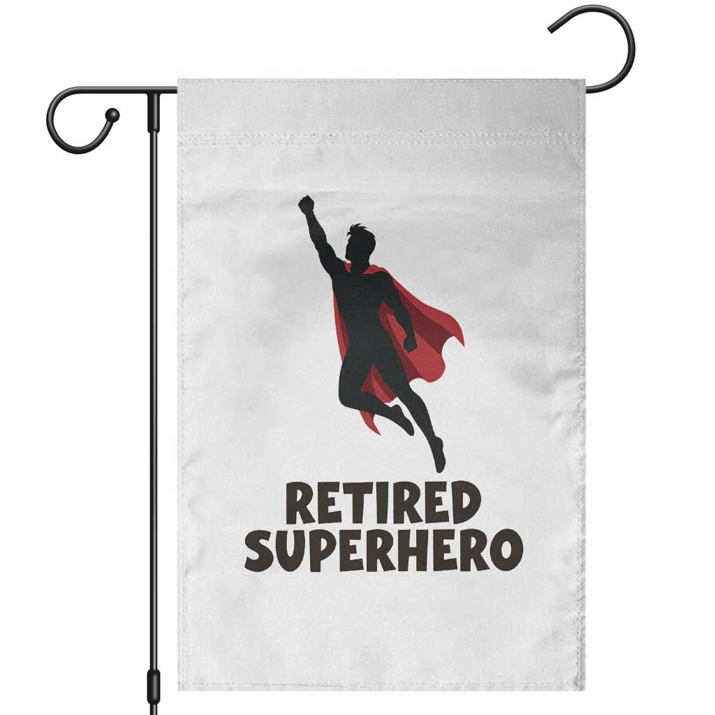 Retired Superhero Retirement Gift Garden Flag Flying Red Cape Silhouette Graphic TS12 White Print Your Wear