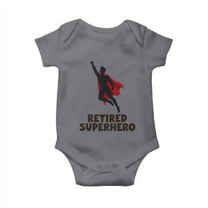 Retired Superhero Retirement Gift Baby Onesie Flying Red Cape Silhouette Graphic