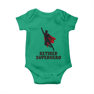 Retired Superhero Retirement Gift Baby Onesie Flying Red Cape Silhouette Graphic