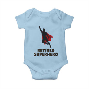 Retired Superhero Retirement Gift Baby Onesie Flying Red Cape Silhouette Graphic