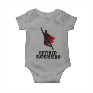Retired Superhero Retirement Gift Baby Onesie Flying Red Cape Silhouette Graphic