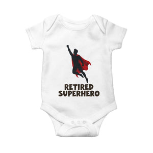 Retired Superhero Retirement Gift Baby Onesie Flying Red Cape Silhouette Graphic
