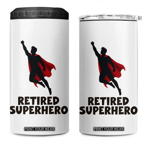 Retired Superhero Retirement Gift 4 in 1 Can Cooler Tumbler Flying Red Cape Silhouette Graphic TS12 One Size: 16 oz White Print Your Wear