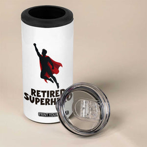 Retired Superhero Retirement Gift 4 in 1 Can Cooler Tumbler Flying Red Cape Silhouette Graphic TS12 Print Your Wear