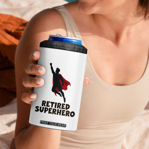 Retired Superhero Retirement Gift 4 in 1 Can Cooler Tumbler Flying Red Cape Silhouette Graphic TS12 Print Your Wear