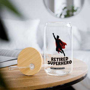 Retired Superhero Retirement Gift Glass Can Flying Red Cape Silhouette Graphic TS12 Print Your Wear