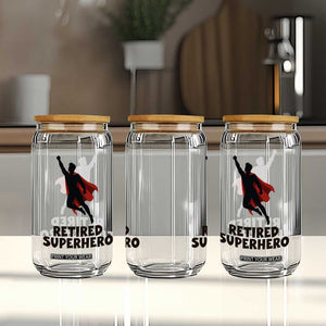 Retired Superhero Retirement Gift Glass Can Flying Red Cape Silhouette Graphic TS12 Print Your Wear