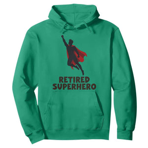 Retired Superhero Retirement Gift Hoodie Flying Red Cape Silhouette Graphic