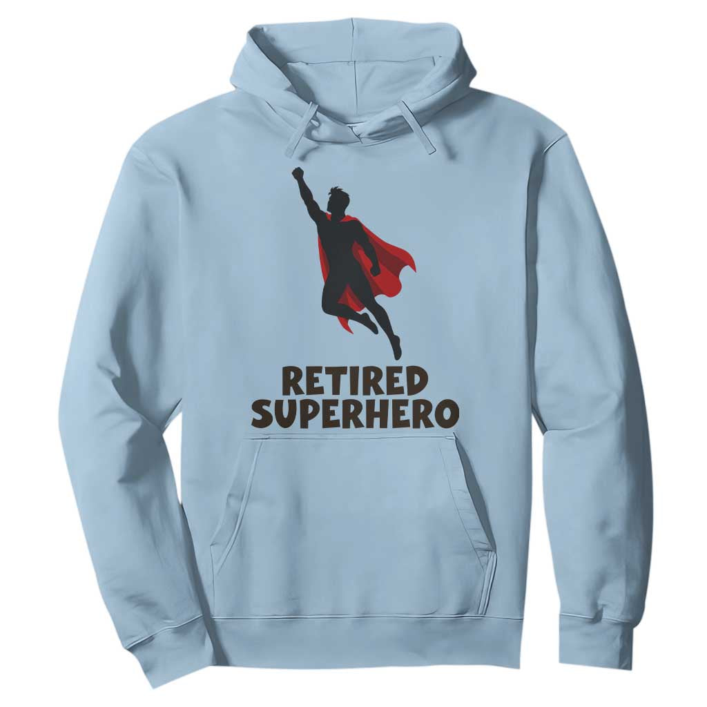 Retired Superhero Retirement Gift Hoodie Flying Red Cape Silhouette Graphic