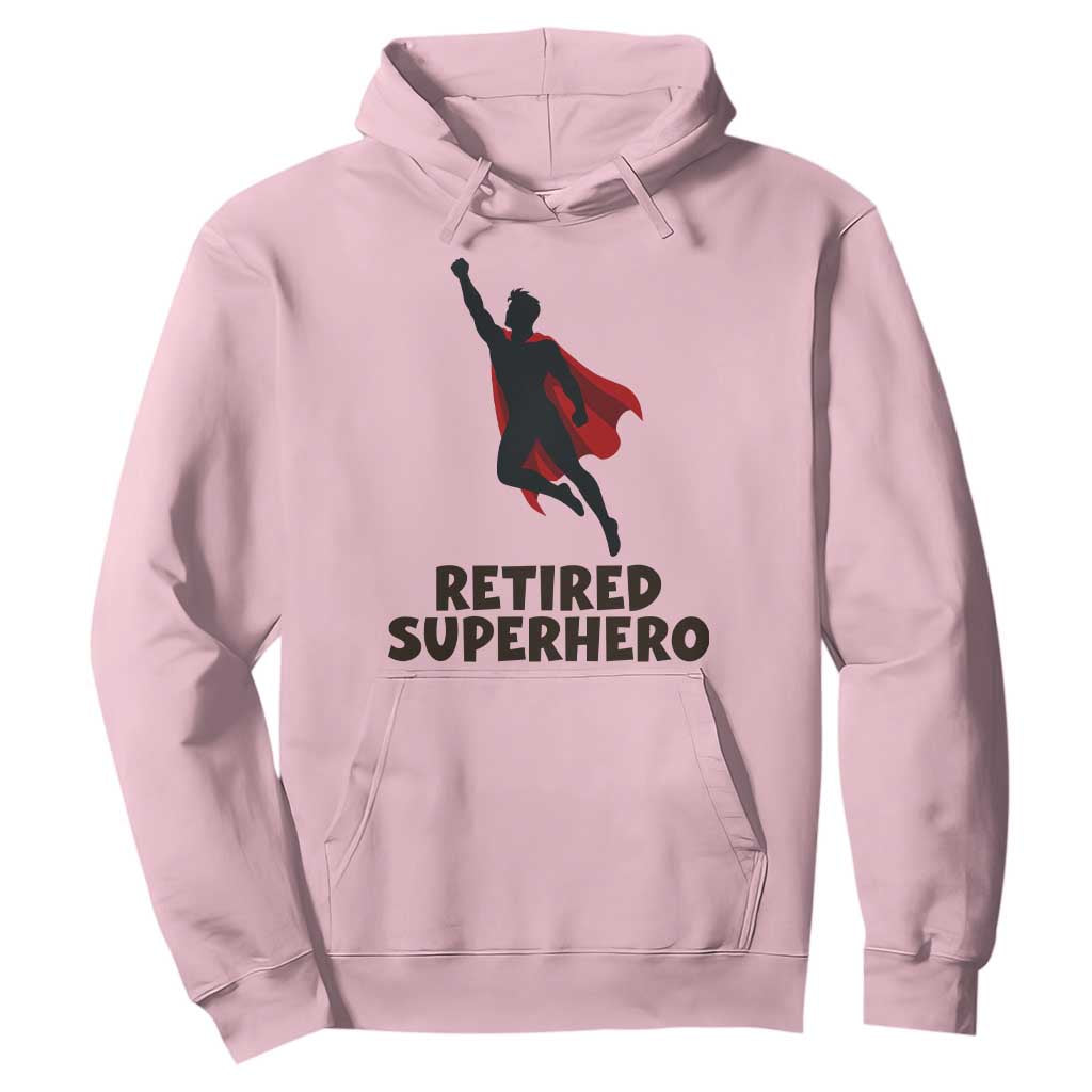 Retired Superhero Retirement Gift Hoodie Flying Red Cape Silhouette Graphic