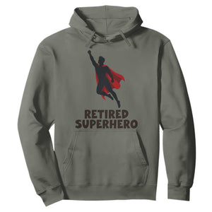 Retired Superhero Retirement Gift Hoodie Flying Red Cape Silhouette Graphic