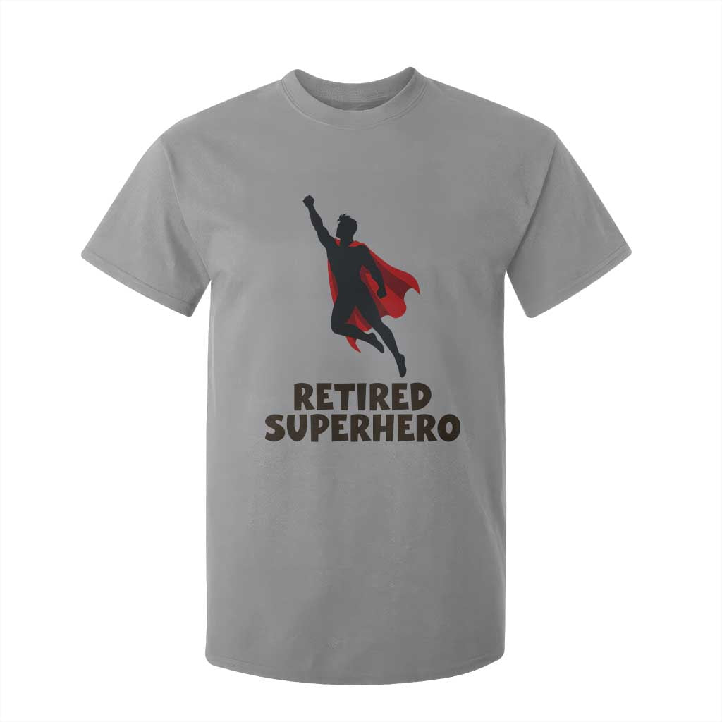 Retired Superhero Retirement Gift T Shirt For Kid Flying Red Cape Silhouette Graphic