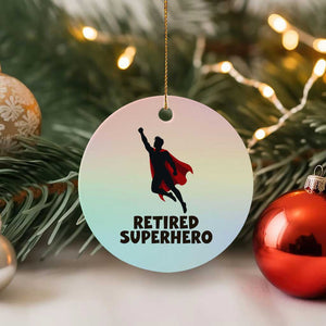 Retired Superhero Retirement Gift Ceramic Ornament Flying Red Cape Silhouette Graphic