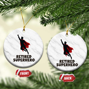 Retired Superhero Retirement Gift Ceramic Ornament Flying Red Cape Silhouette Graphic