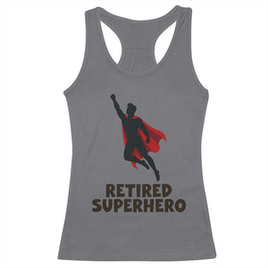 Retired Superhero Retirement Gift Racerback Tank Top Flying Red Cape Silhouette Graphic