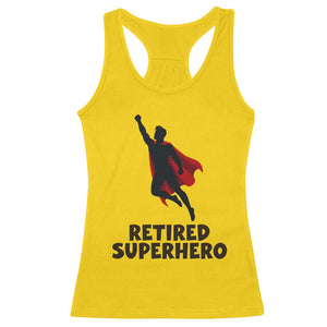 Retired Superhero Retirement Gift Racerback Tank Top Flying Red Cape Silhouette Graphic